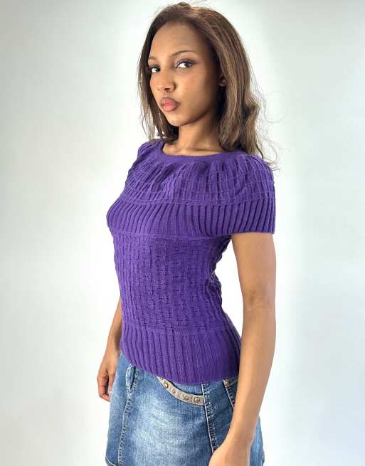 Vintage knit top in purple, 4 of 4
