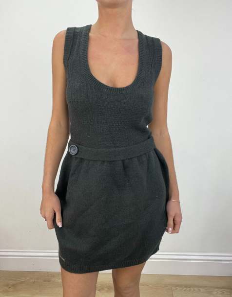 Vintage knitted dress in grey - view 1