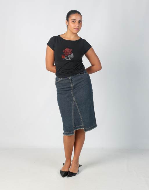 Vintage Kocca M denim midi skirt in blue