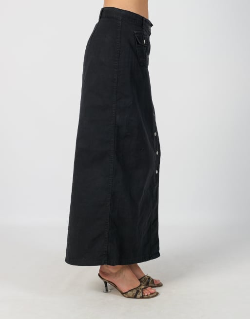 Vintage Kocca S denim maxi skirt in black, 2 of 4