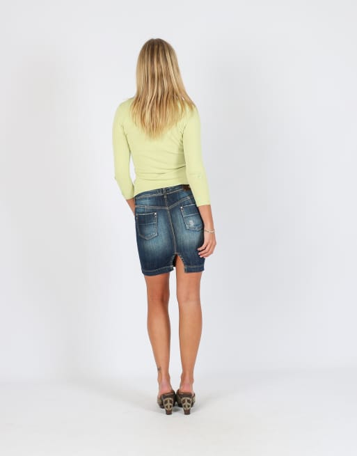 Vintage Kocca XS denim midi skirt in blue, 3 of 4