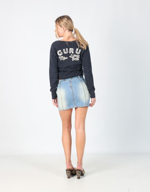 Vintage Kocca XS denim mini skirt in light blue, 3 of 4