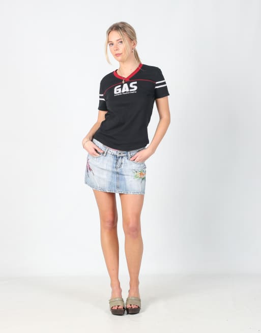 Vintage KOE S denim mini skirt in light blue