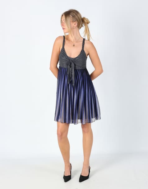 Vintage Kookai 8 Mesh Midi Dress Navy Blue - view 1