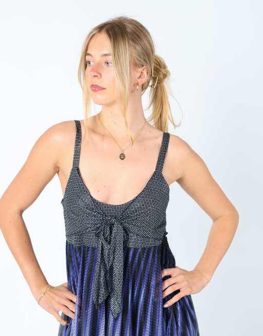 Vintage Kookai 8 Mesh Midi Dress Navy Blue | ASOS