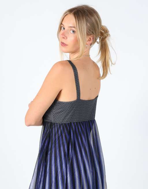 Vintage Kookai 8 Mesh Midi Dress Navy Blue | ASOS