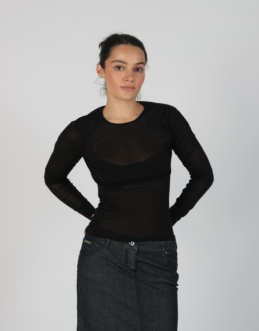 Vintage Kookai S mesh top in black