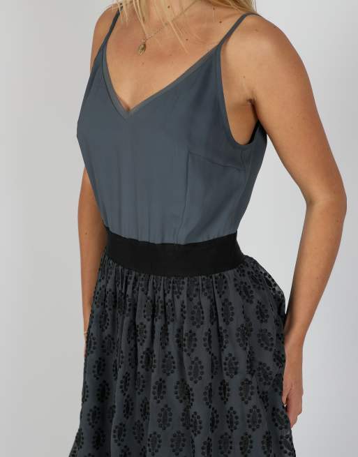 Vintage Kookai S woven midi dress in grey, 4 of 4