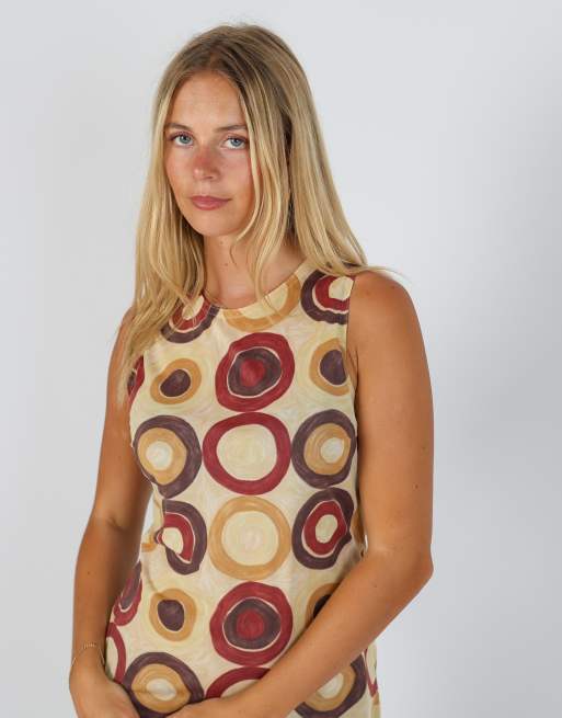 Vintage Kookai S woven midi dress in tan, 4 of 4
