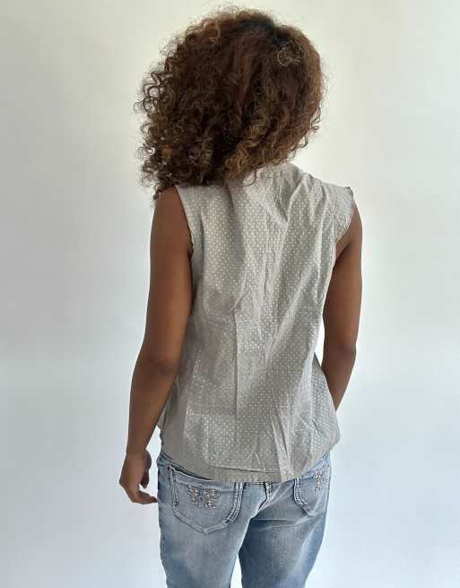 Vintage Kookai tie up top in grey, 2 of 4