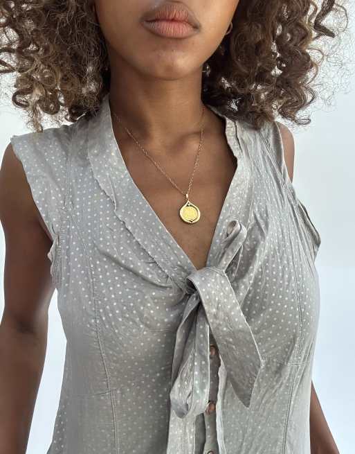 Vintage Kookai tie up top in grey, 3 of 4