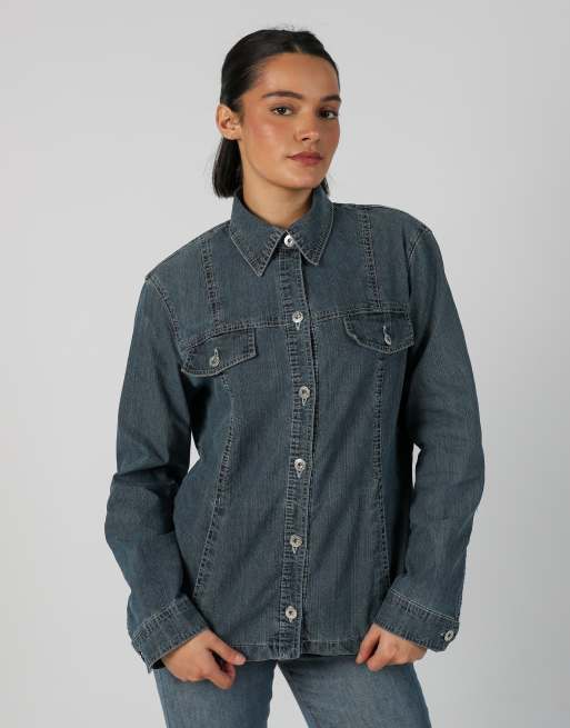 Vintage Krizia Jeans M shirt in blue, 1 of 4