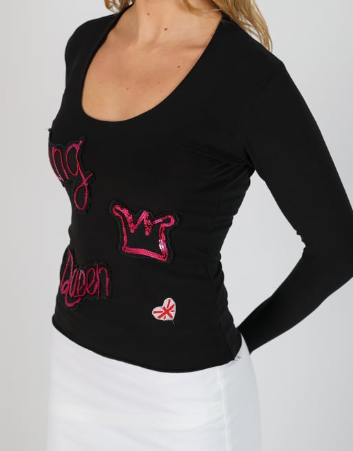 Vintage Kukul S long sleeve top in black, 4 of 4