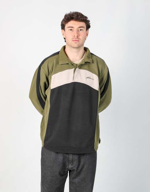 Vintage  l rugby sweatshirt in khaki green