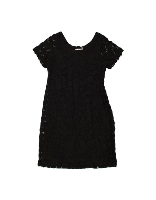 Vintage Lace A-line Dress UK 20 2XL In Black Floral