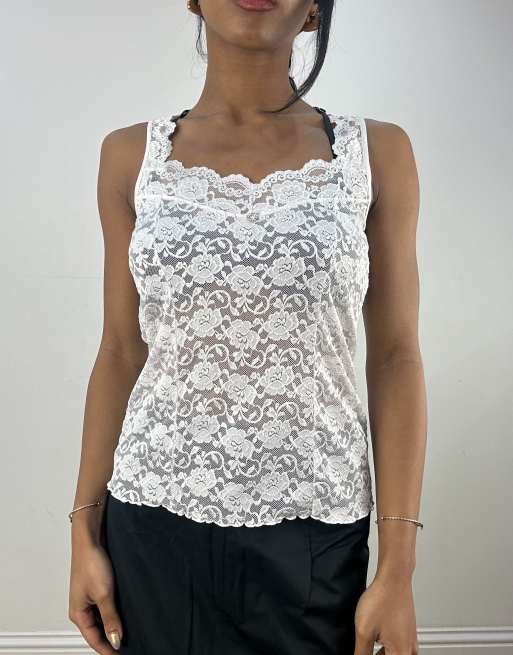 Vintage lace tank top in white
