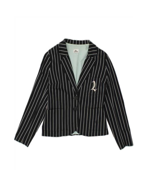 Vintage Lacoste 2 Button Blazer Jacket Size 40 Medium In Black Striped