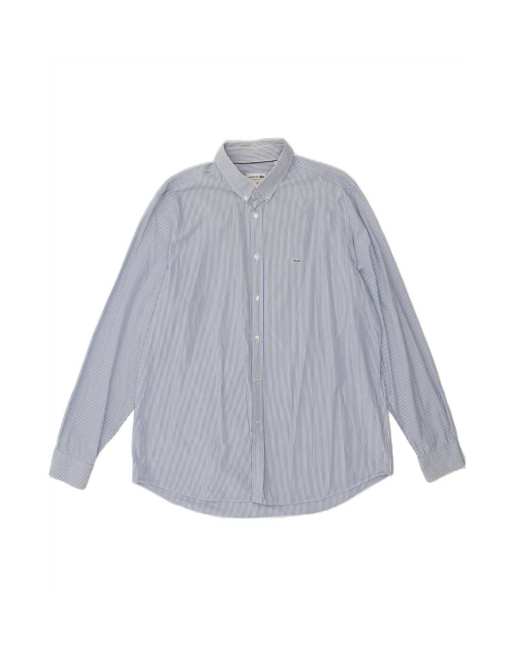Vintage Lacoste Classic Fit Shirt Size 18 45 XL In Blue Pinstripe