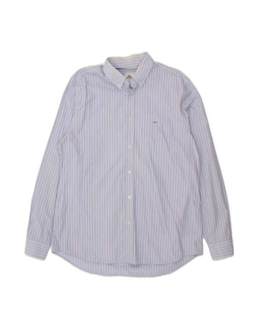 Vintage Lacoste Classic Fit Shirt Size 42 Large In Blue Striped