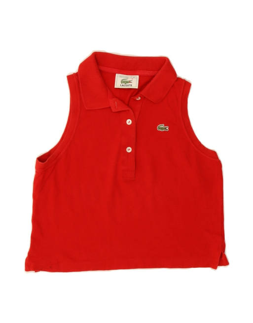 Vintage Lacoste Crop Sleeveless Polo Shirt Size 42 Large In Red