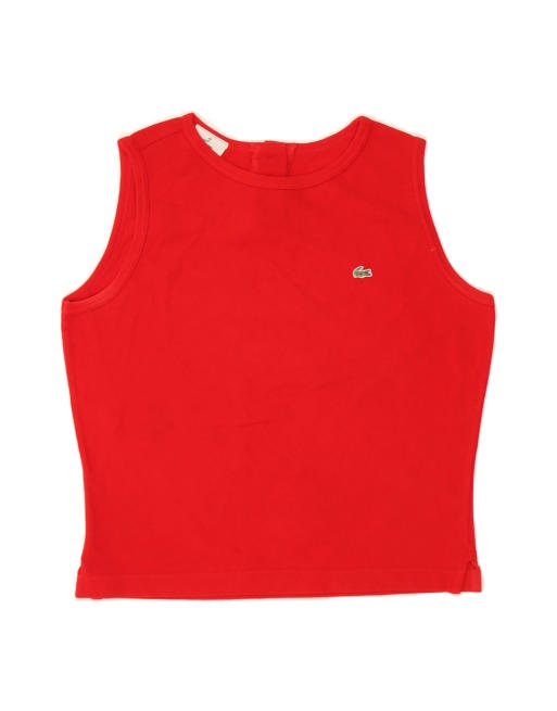 Vintage Lacoste Crop Vest Top Size 40 Medium In Red
