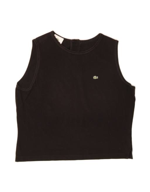 Vintage Lacoste Crop Vest Top Size 44 Large In Black