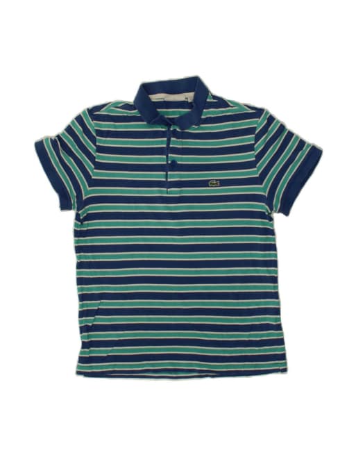 Vintage Lacoste Fit Polo Shirt Size 4 Medium In Turquoise Striped