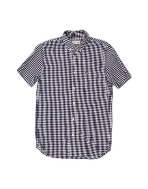 Vintage Lacoste Fit Shirt Size 38 Small In Blue Gingham