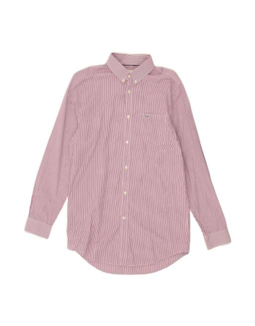 Vintage Lacoste Fit Shirt Size 40 15 1/2 Medium In Purple Pinstripe