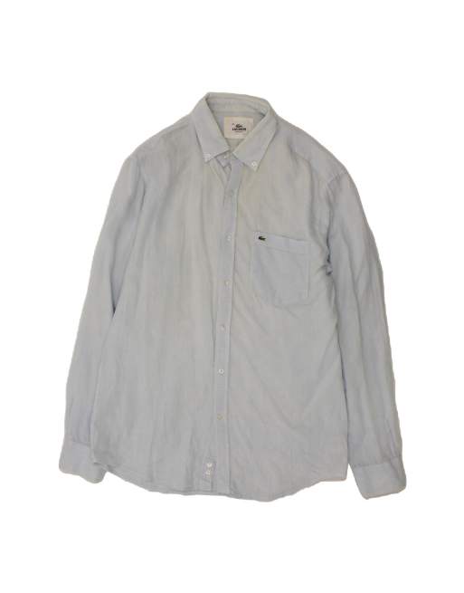 Vintage Lacoste Fit Shirt Size 40 Medium In Blue Linen
