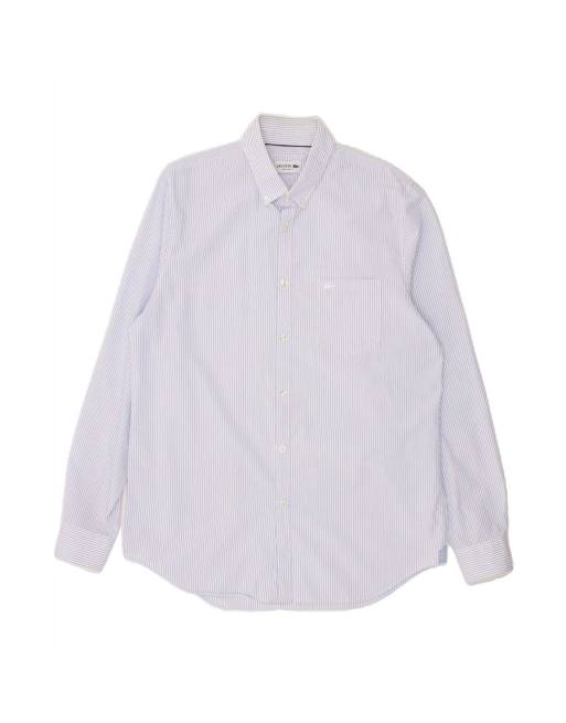 Vintage Lacoste Fit Shirt Size 43 Large In Blue Pinstripe