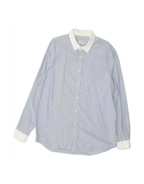 Vintage Lacoste Fit Shirt Size 44 XL In Blue Pinstripe - view 1