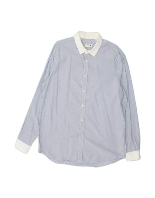 Vintage Lacoste Fit Shirt Size 44 XL In Blue Pinstripe