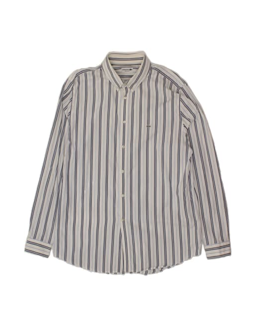 Vintage Lacoste Fit Shirt Size 45 XL In Grey Striped