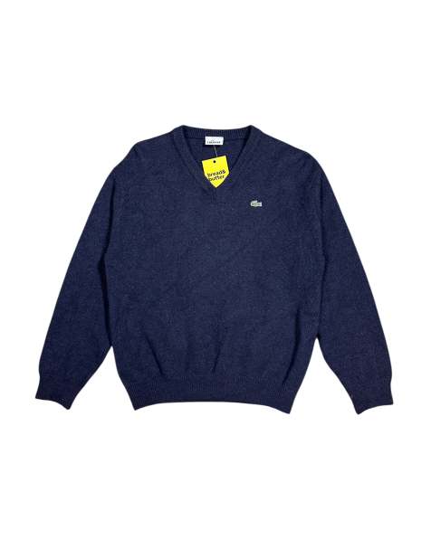 Vintage Lacoste Knitted V-Neck Jumper size s in navy - view 1