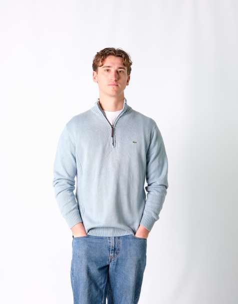 Vintage Lacoste L Knit Sweatshirt Light Blue Quarter Zip - view 1