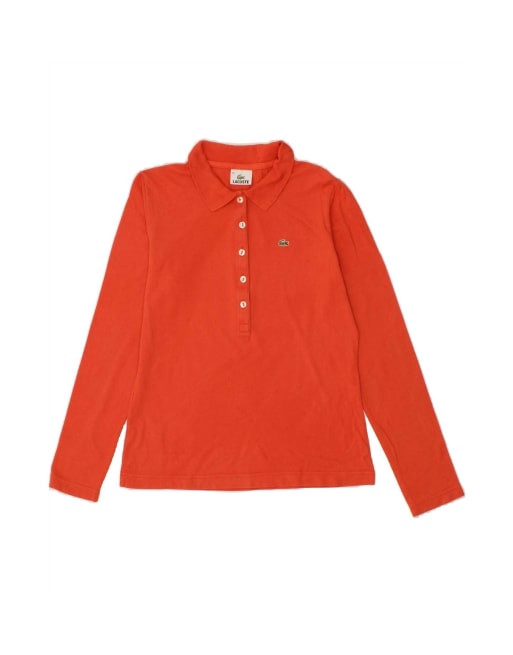 Vintage Lacoste Long Sleeve Polo Shirt Size 42 Large In Orange