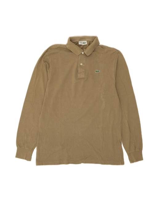 Vintage Lacoste Long Sleeve Polo Shirt Size 5 Large In Beige