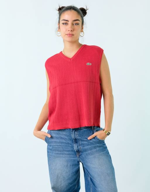 Vintage Lacoste M Knit Sweatshirt Red