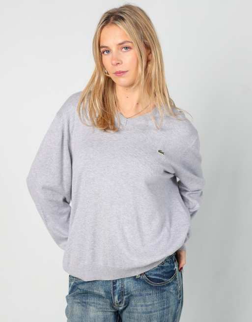 Vintage Lacoste M knitted jumper in light grey