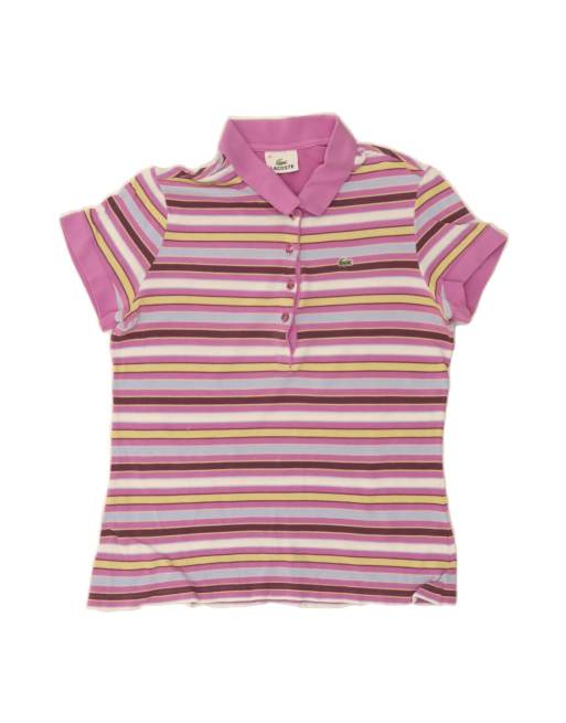 Vintage Lacoste Polo Shirt Size 40 Medium In Pink Striped