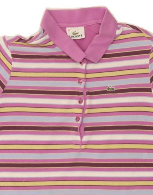 Vintage Lacoste Polo Shirt Size 40 Medium In Pink Striped, 3 of 4