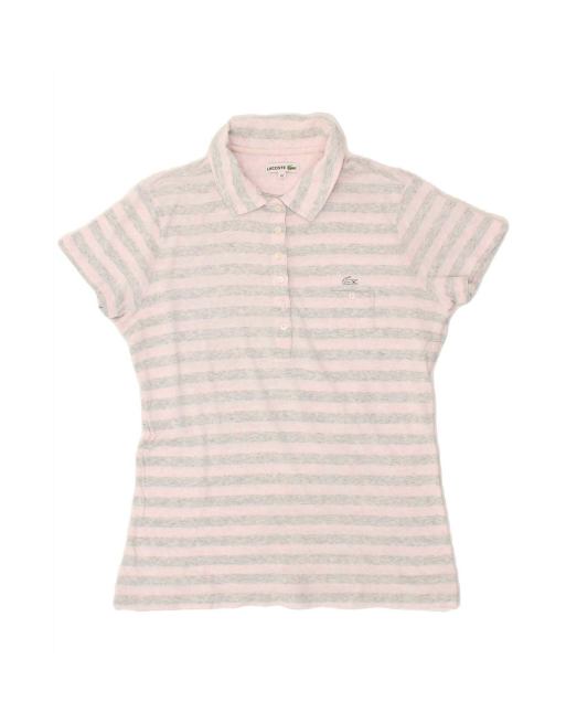 Vintage Lacoste Polo Shirt Size 42 Large In Pink Striped