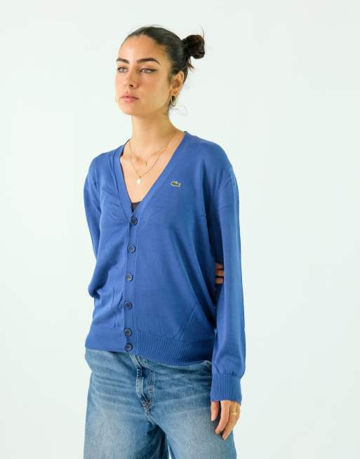 Vintage Lacoste S Knit Sweatshirt Blue Button Up Cardigan
