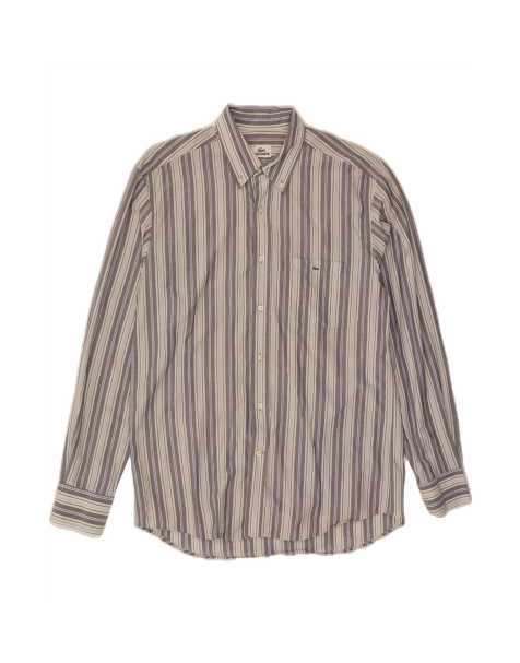 Vintage Lacoste Shirt Size 40 Medium In Grey Striped - view 1
