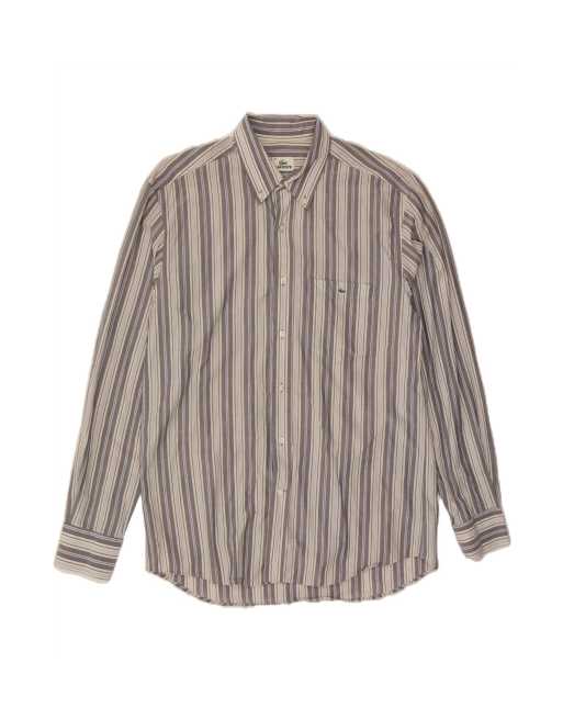 Vintage Lacoste Shirt Size 40 Medium In Grey Striped