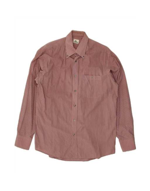 Vintage Lacoste Shirt Size 42 Large In Pink Pinstripe