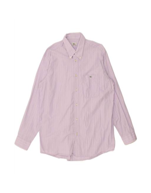 Vintage Lacoste Shirt Size 42 Large In Purple Pinstripe