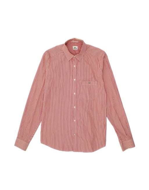 Vintage Lacoste Shirt Size 42 Large In Red Pinstripe