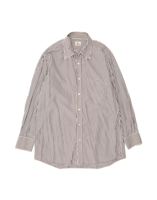 Vintage Lacoste Shirt Size 43 Large In Grey Pinstripe